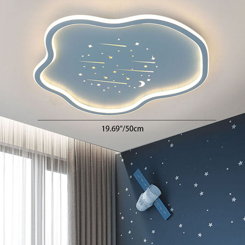 Contemporary Creative Kids Cloudy Iron Silicone LED Flush Mount Ceiling Light For Bedroom