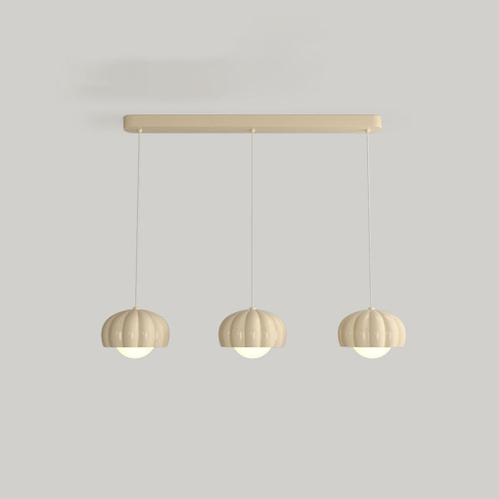 Moderne minimalistische Creme-Pod-Aluminiumharz-PE 1/3-Licht-Insel-Licht-Kronleuchter für Esszimmer 