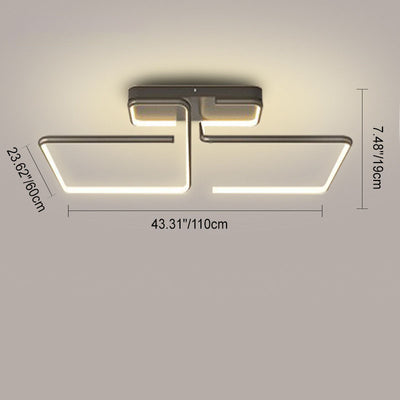 Modern Minimalist Aluminum Alloy Acrylic Lines LED Semi-Flush Mount Ceiling Light For Bedroom