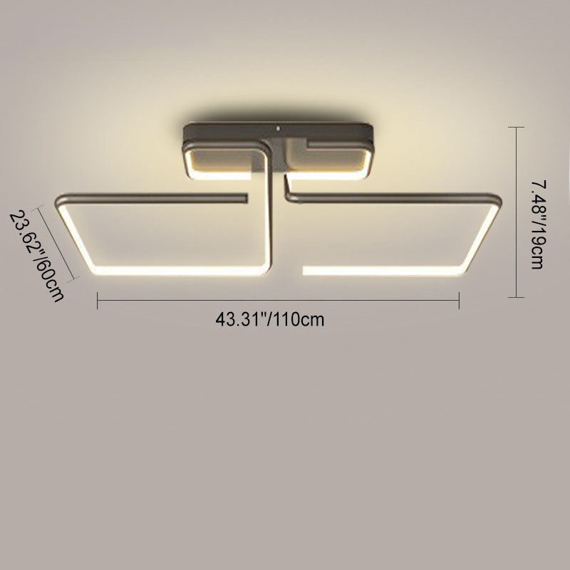 Modern Minimalist Aluminum Alloy Acrylic Lines LED Semi-Flush Mount Ceiling Light For Bedroom