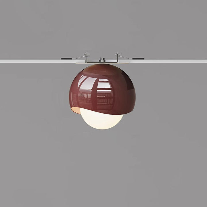 Plafonnier semi-encastré contemporain en fer crème français avec abat-jour sphérique en verre à 1 lumière pour couloir 
