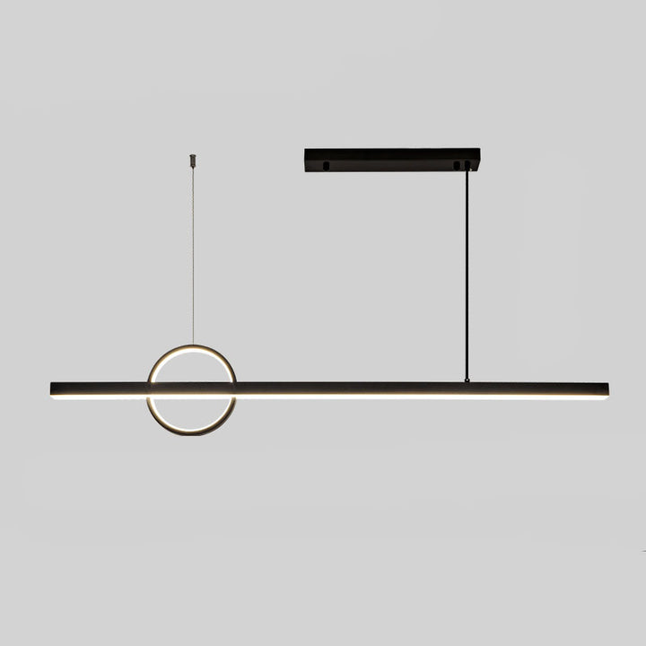 Lámpara colgante LED para isla de cocina de acrílico y cobre con diseño moderno minimalista de líneas y círculos para sala de estar 