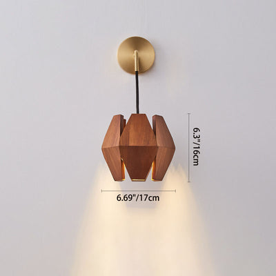 Lampe murale en bois à 1 lumière avec matériel rond japonais traditionnel pour salon 