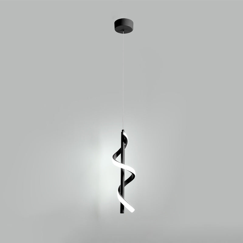Lustre à LED en spirale en aluminium minimaliste moderne avec bande en silicone pour salon 