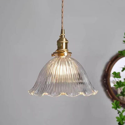 Luz colgante de 1 luz de vidrio de nogal de cobre minimalista moderno nórdico 