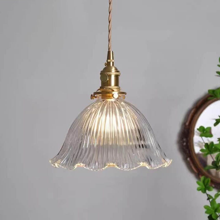 Luz colgante de 1 luz de vidrio de nogal de cobre minimalista moderno nórdico 