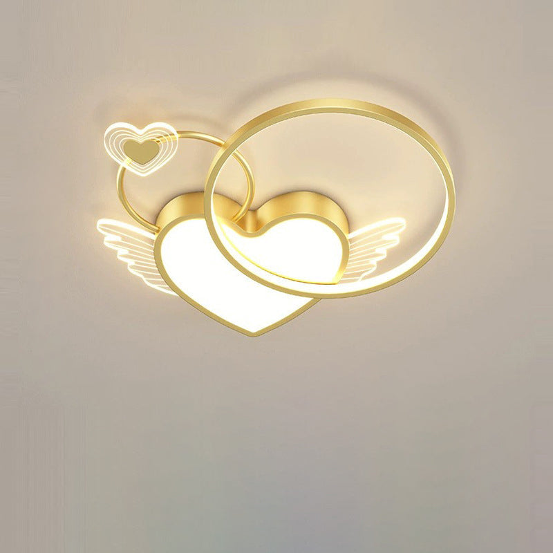 Moderne Art Deco Herz Flügel Runde Acryl Eisen LED Unterputz Deckenleuchte Für Schlafzimmer 