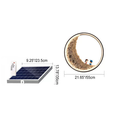 Lámpara de Aplique de Pared Exterior LED Solar de Luna de Aluminio Creativa Contemporánea para Patio Exterior 