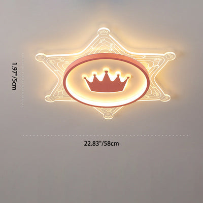 Moderne Art Deco Crown Runde Pentagon Acryl Eisen LED Unterputz Deckenleuchte für Wohnzimmer 