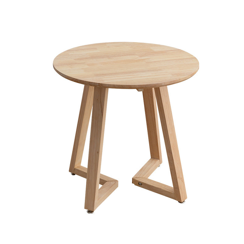 Table basse contemporaine en bois rond avec pieds en V pour salon 