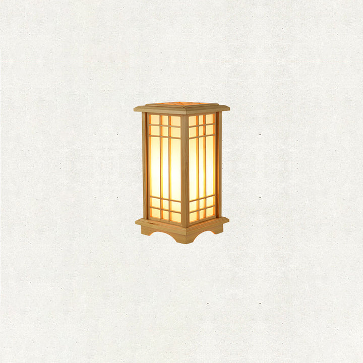 Lámpara de pie tradicional japonesa de madera acrílica rectangular de 1/2/3 luces para dormitorio 