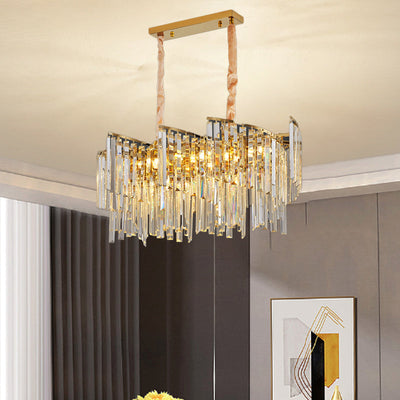 Contemporary Luxury Oval Iron Crystal 10/12 Light Chandelier For Living Room