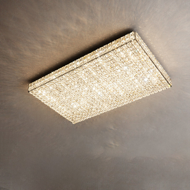 Moderne Luxus Edelstahl Kristall Quadrat Rechteckigen Würfel LED Unterputz Deckenleuchte Für Wohnzimmer 