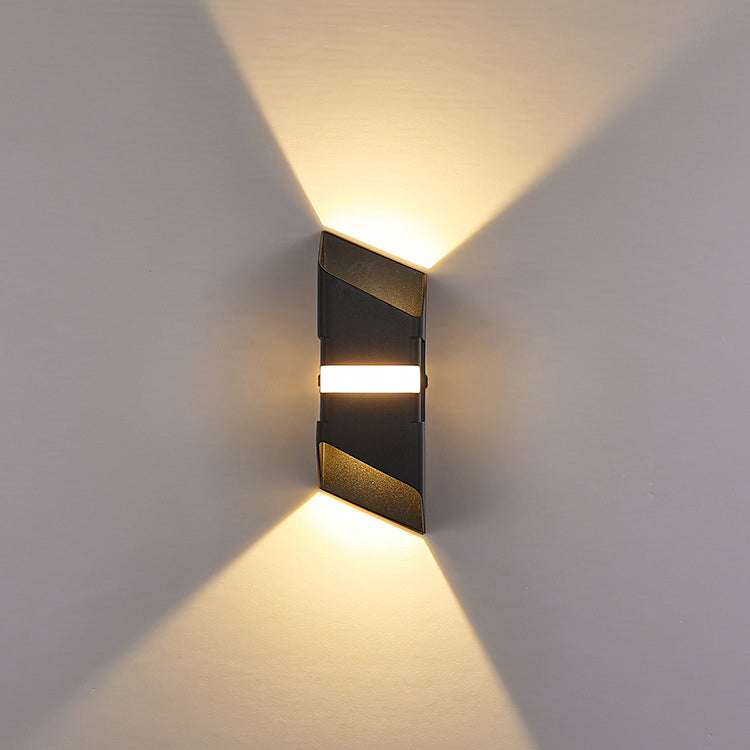 Contemporary Industrial Square Aluminum Glass Up And Down Beam Waterproof LED Wall Sconce Lamp For Outdoor Patio