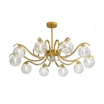 Nordic Light Luxury Magic Bean Glass Gold Branch 6/8/10 Light Chandelier