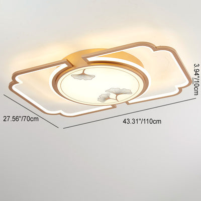 ضوء السقف شبه المتدلي LED على شكل ورقة الجنكة من الألومنيوم والأكريليك الصيني التقليدي المستدير المستطيل المربع لغرفة المعيشة 