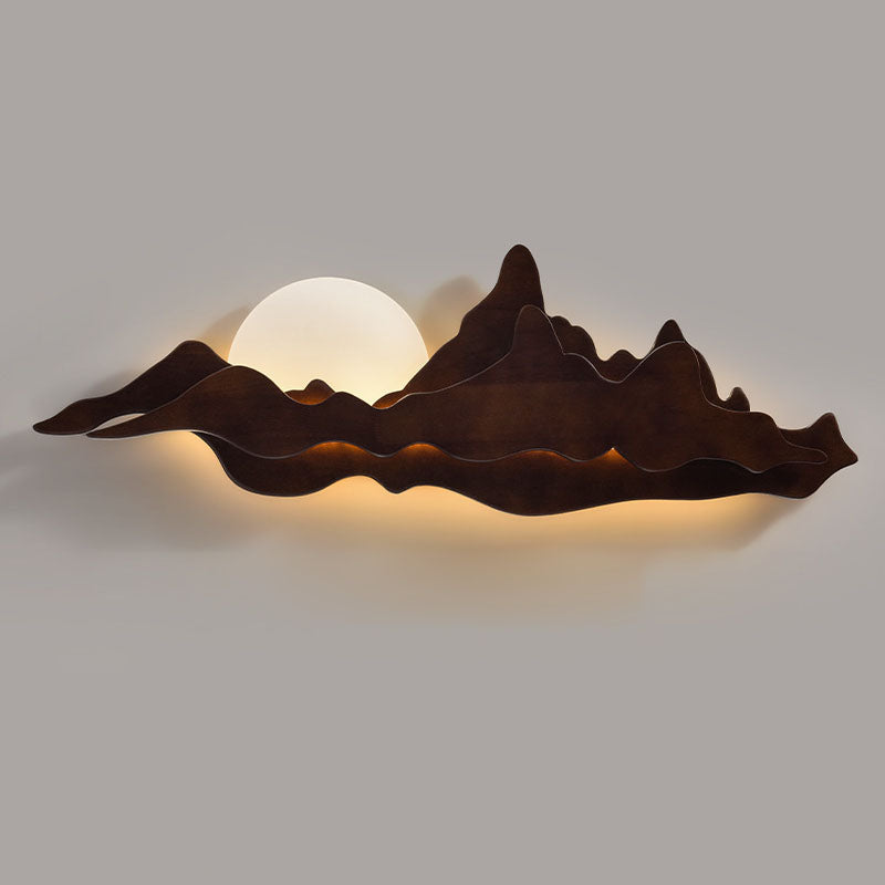 مصباح حائط LED بتصميم المناظر الطبيعية الخشبية الصينية التقليدية لغرفة المعيشة 
