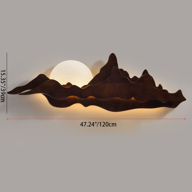مصباح حائط LED بتصميم المناظر الطبيعية الخشبية الصينية التقليدية لغرفة المعيشة 
