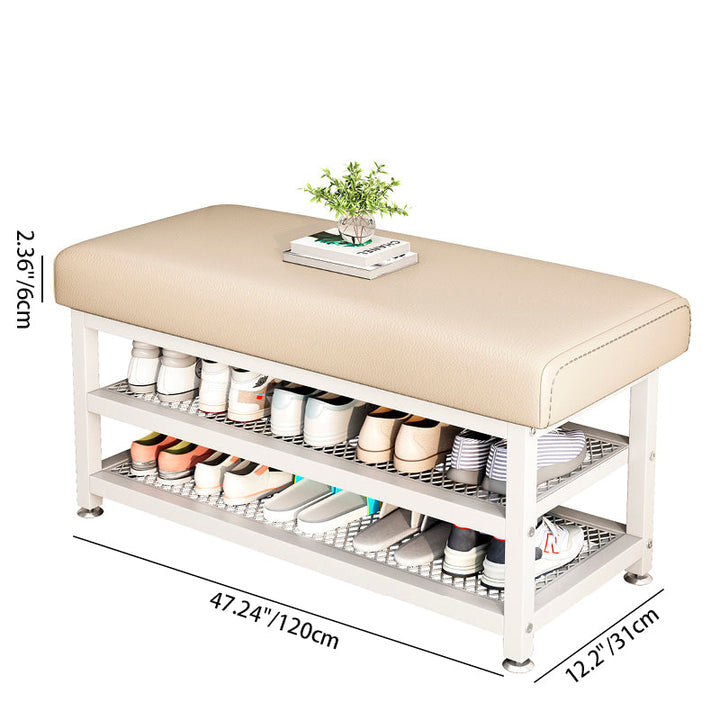 Modern Luxury Rectangle Synthetic Fabric Carbon Steel Shoe Storage 2-Shelf For Entryways
