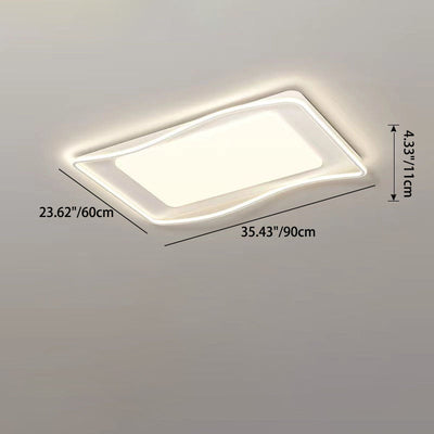 Plafonnier LED en fer carré rond créatif contemporain en PVC pour salon 