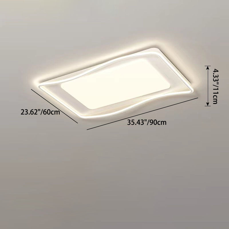 Plafonnier LED en fer carré rond créatif contemporain en PVC pour salon 
