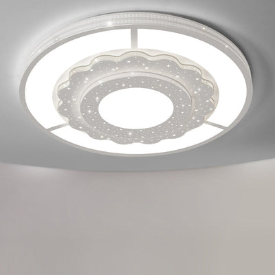 Zeitgenössische Einfachheit Sternenhimmel Dekor Blume Rand Acryl Runde Schatten LED Unterputz Deckenleuchte Für Wohnzimmer 