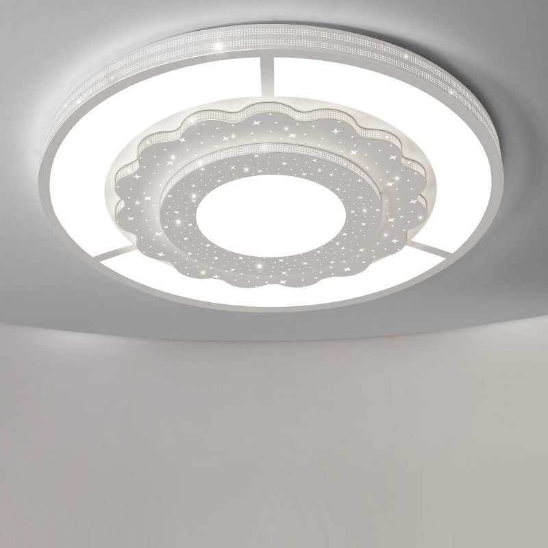 Zeitgenössische Einfachheit Sternenhimmel Dekor Blume Rand Acryl Runde Schatten LED Unterputz Deckenleuchte Für Wohnzimmer 