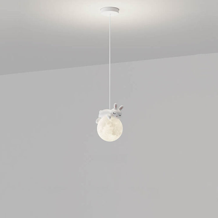 Modern Simple Resin Bear Rabbit Decorative Iron 1-Light Pendant Light