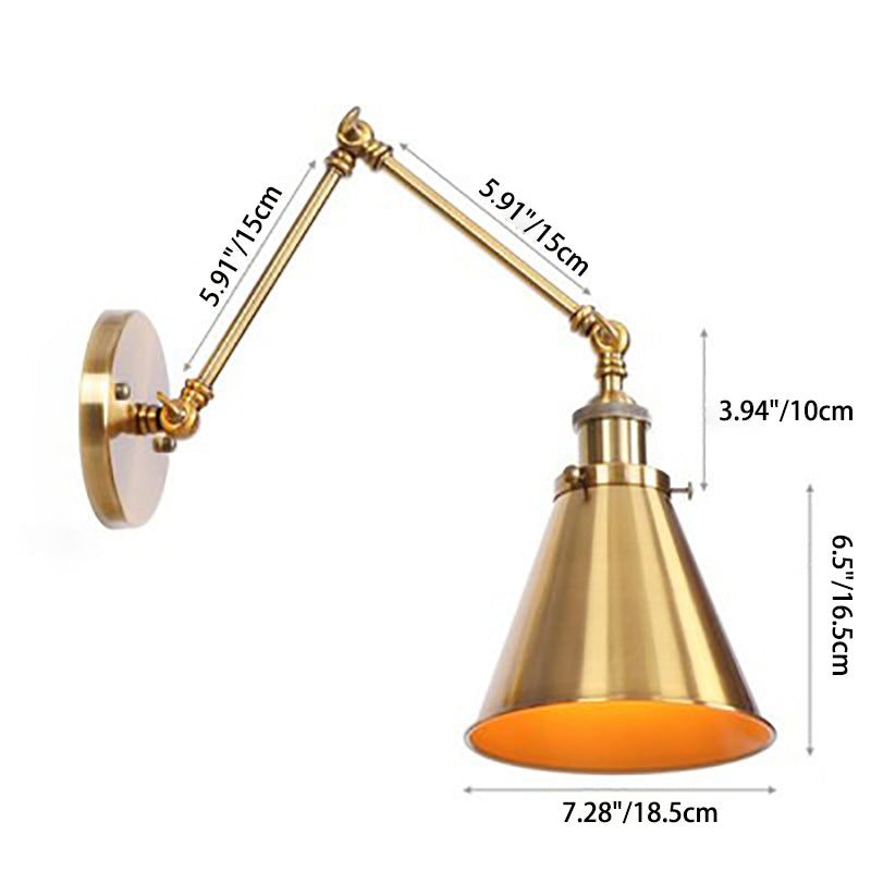 Lámpara de Aplique de Pared de 1 Luz de Cilindro Cónico de Hierro Retro Contemporáneo para Pasillo 