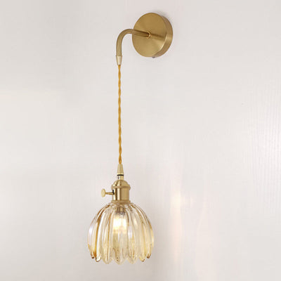 Moderne minimalistische Blumen Kupfer Glas 1-Licht Wandleuchte Lampe für Wohnzimmer 