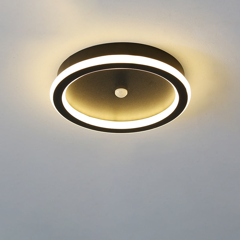 Plafonnier LED en fer aluminium PVC à montage affleurant rhombique rond minimaliste moderne pour salon 
