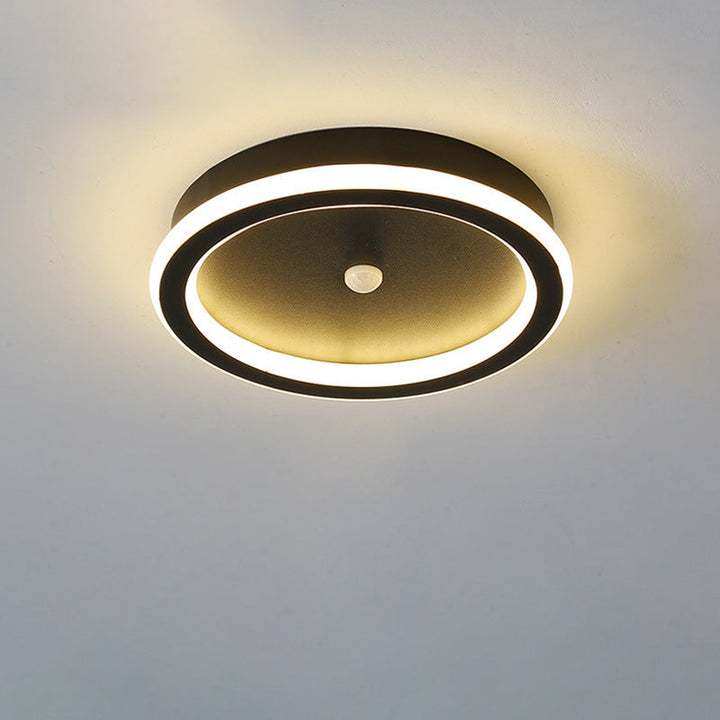 Plafonnier LED en fer aluminium PVC à montage affleurant rhombique rond minimaliste moderne pour salon 