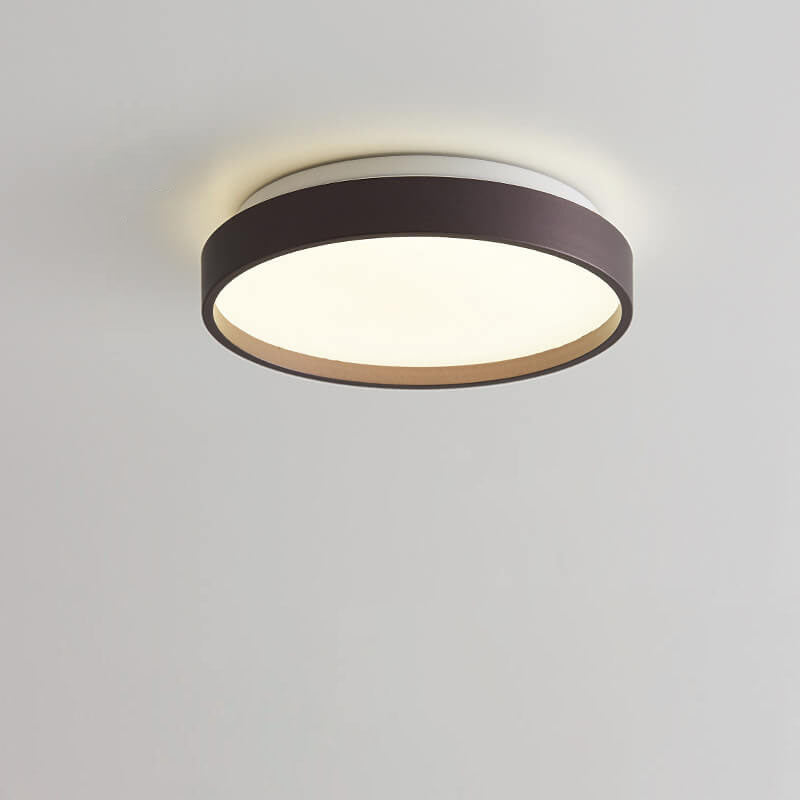 Modern Minimalist Round Solid Color Acrylic Iron LED Flush Mount Ceiling Light For Living Room &amp; Bedroom
