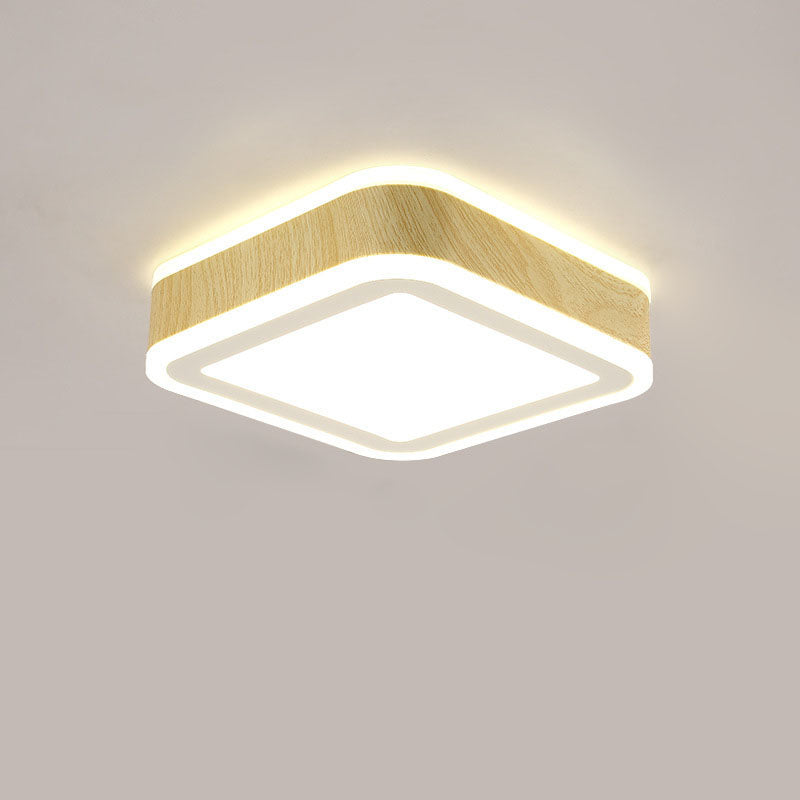 Moderne minimalistische runde quadratische Holzmaserung Hardware Acryl LED Unterputz Deckenleuchte für Wohnzimmer 