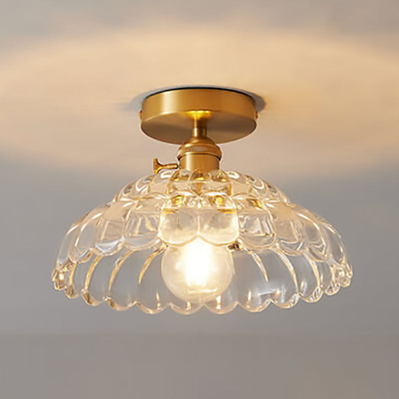 Moderne französische minimalistische Glasblumenform 1-Licht Semi-Flush Mount Deckenleuchte 