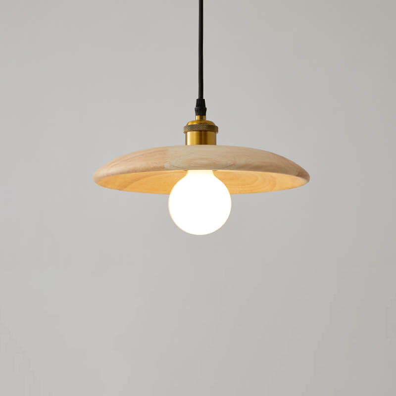 Nordic Modern Minimalist Solid Wood Disc 1-Light Pendant Light