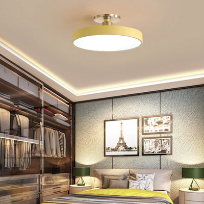 Contemporary Scandinavian Metal Acrylic Round LED Semi-Flush Mount Ceiling Light For Hallway
