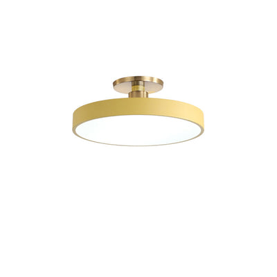 Contemporary Scandinavian Metal Acrylic Round LED Semi-Flush Mount Ceiling Light For Hallway