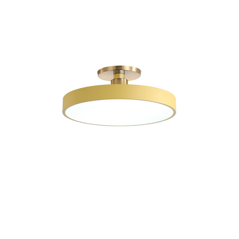 Contemporary Scandinavian Metal Acrylic Round LED Semi-Flush Mount Ceiling Light For Hallway