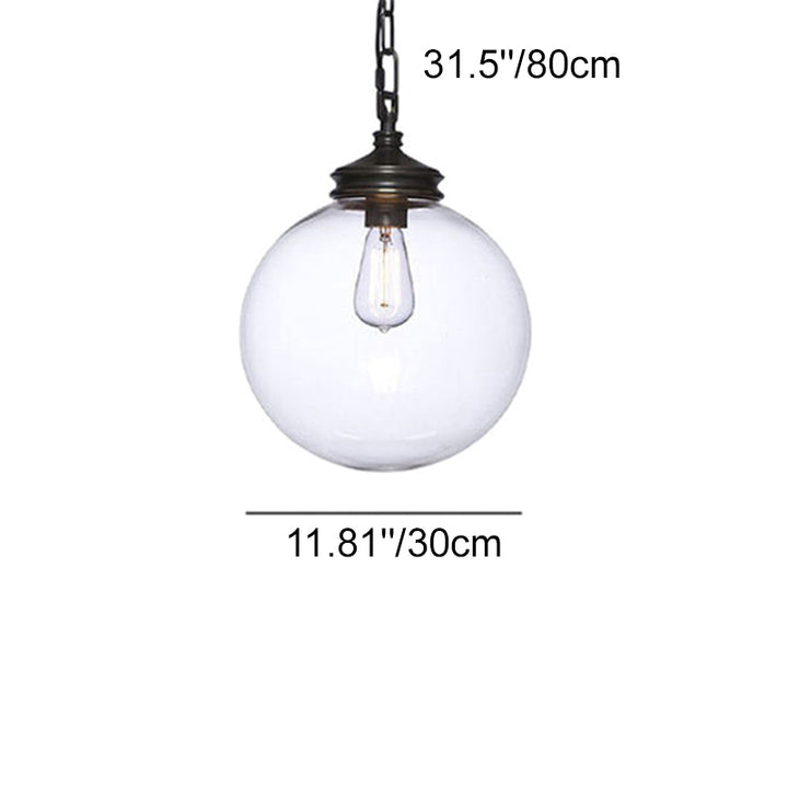 Contemporary Industria Clear Glass Iron Orb 1-Light Pendant Light For Living Room