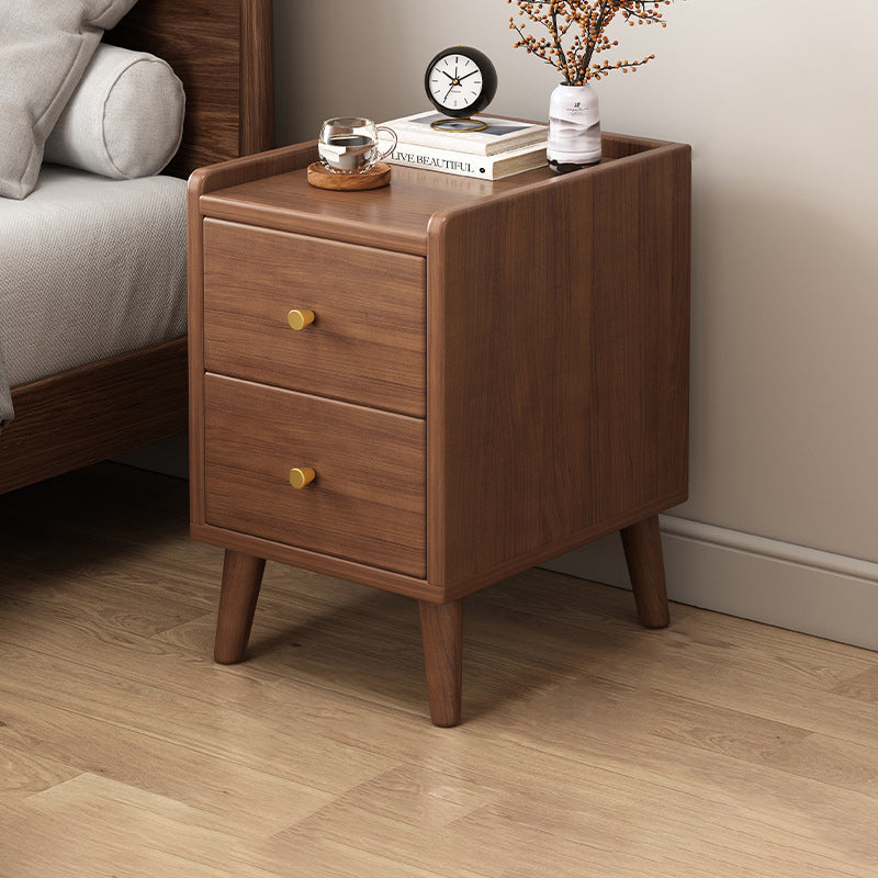 Table de nuit rectangulaire en bois de densité traditionnelle chinoise à 2 tiroirs pour chambre 