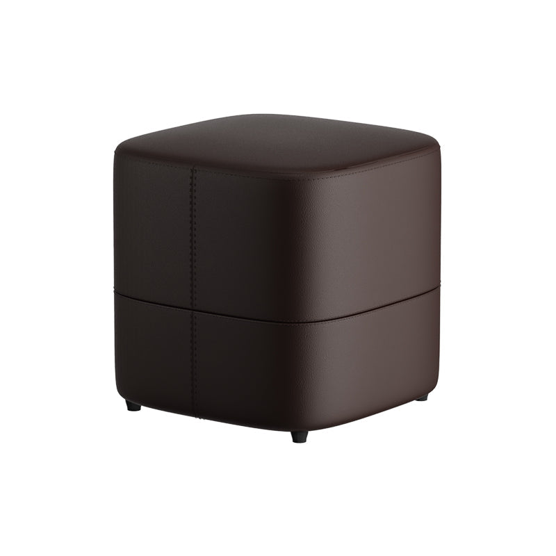 Moderner minimalistischer quadratischer Hocker aus Mikrofaserleder und Massivholz, rücken- und armlehnenlos, für das Wohnzimmer 