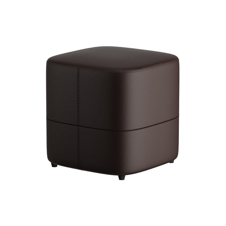 Moderner minimalistischer quadratischer Hocker aus Mikrofaserleder und Massivholz, rücken- und armlehnenlos, für das Wohnzimmer 