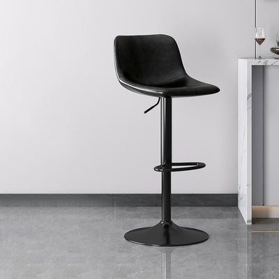 Zeitgenössischer Luxus geschwungener Leder höhenverstellbarer Drehbarhocker mit Rückenlehne und Fußstütze für Esszimmer 