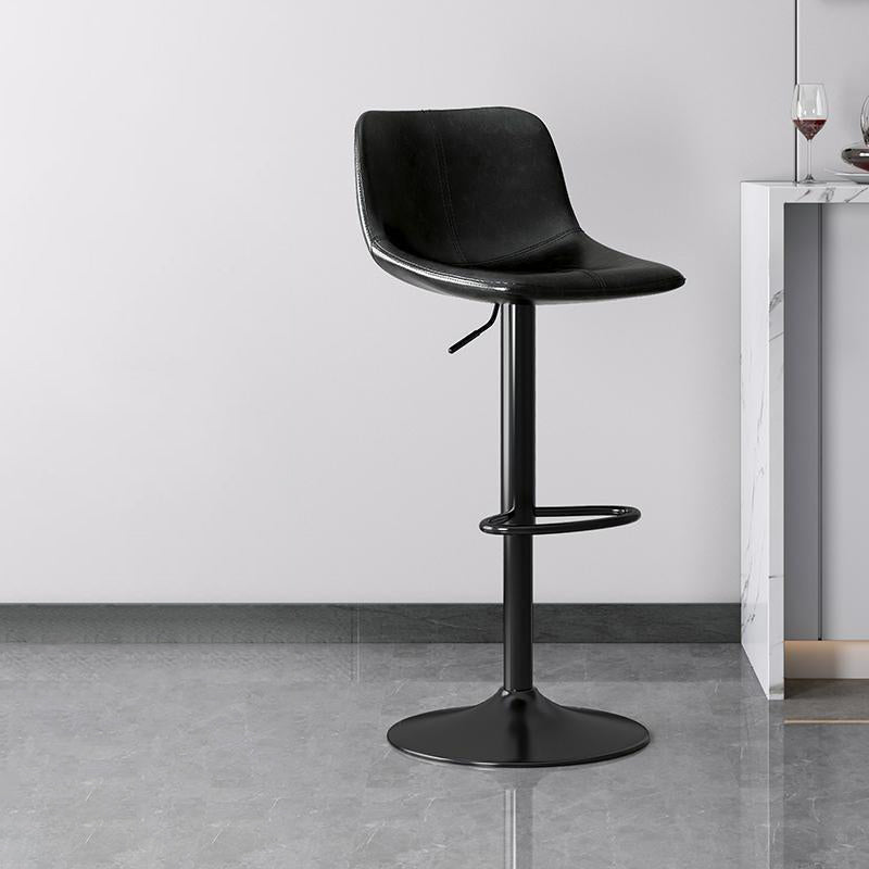 Zeitgenössischer Luxus geschwungener Leder höhenverstellbarer Drehbarhocker mit Rückenlehne und Fußstütze für Esszimmer 