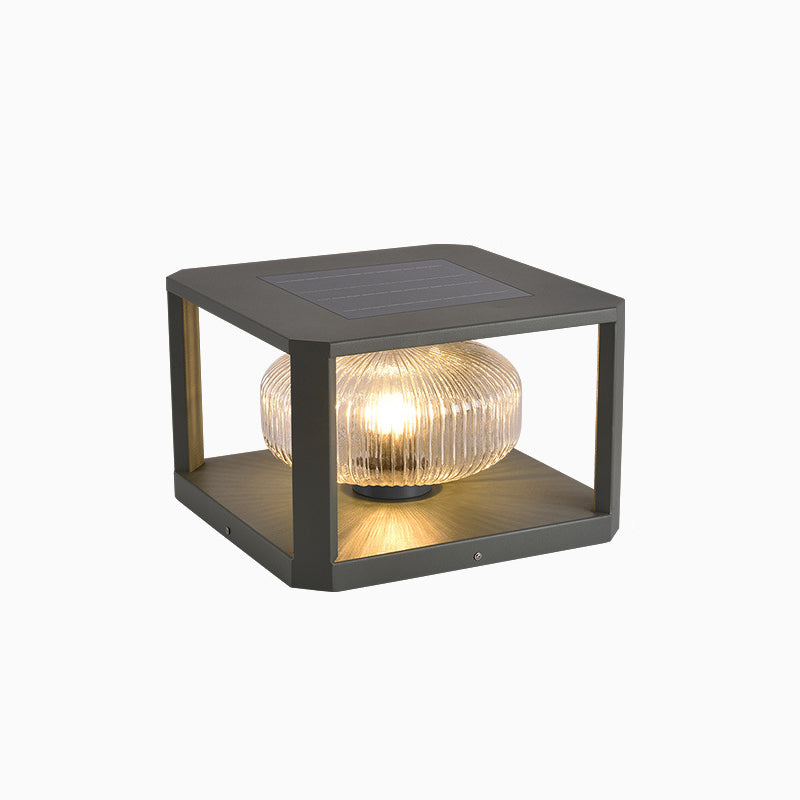 Modern Simplicity Solar étanche en acier inoxydable aluminium verre cube boule 1-lumière éclairage paysager lumière extérieure pour patio extérieur 