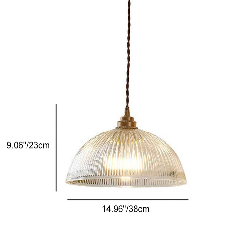 Modern Minimalist Clear Brass Glass Dome Pot Lid 1-Light Pendant Light
