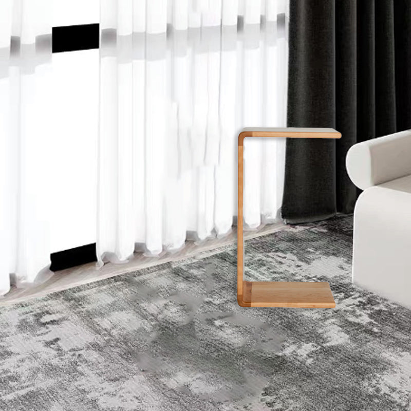 Mesa Auxiliar Cuadrada Rectangular Nórdica Contemporánea en Forma de C de Madera de Nogal para Sala de Estar 