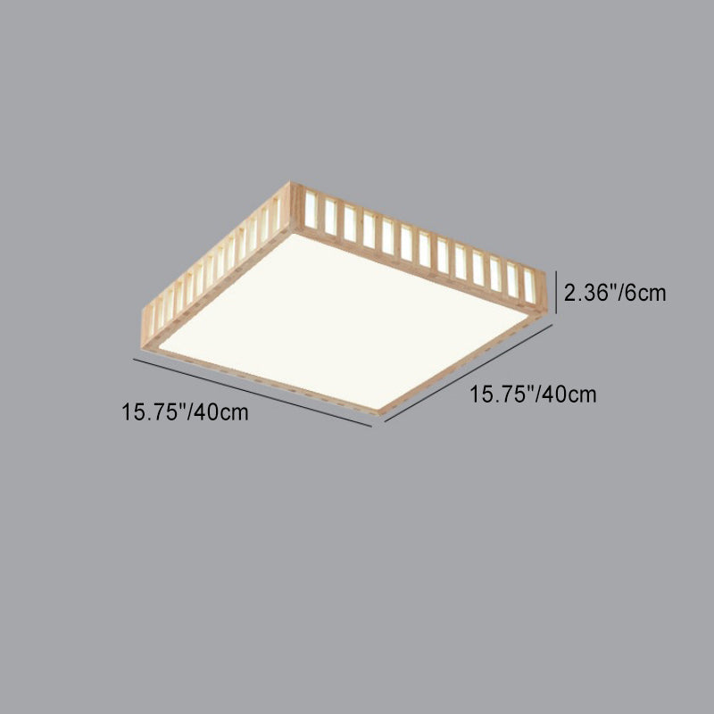 Plafonnier LED carré en bois et acrylique minimaliste moderne pour chambre 