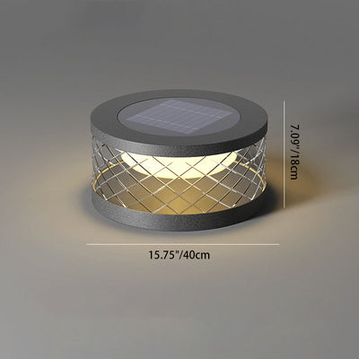 ضوء حديقة خارجي LED دائري يعمل بالطاقة الشمسية من الفولاذ المقاوم للصدأ بتصميم بسيط وحديث 